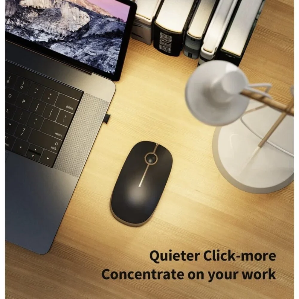 Wireless 2.4G Silent Mouse with USB Receiver DPI Precision Black Gold, New